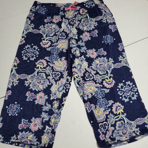 ND Intimates Womens‎ Pajama Pants Blue Yellow Floral Stretch Drawstring XL